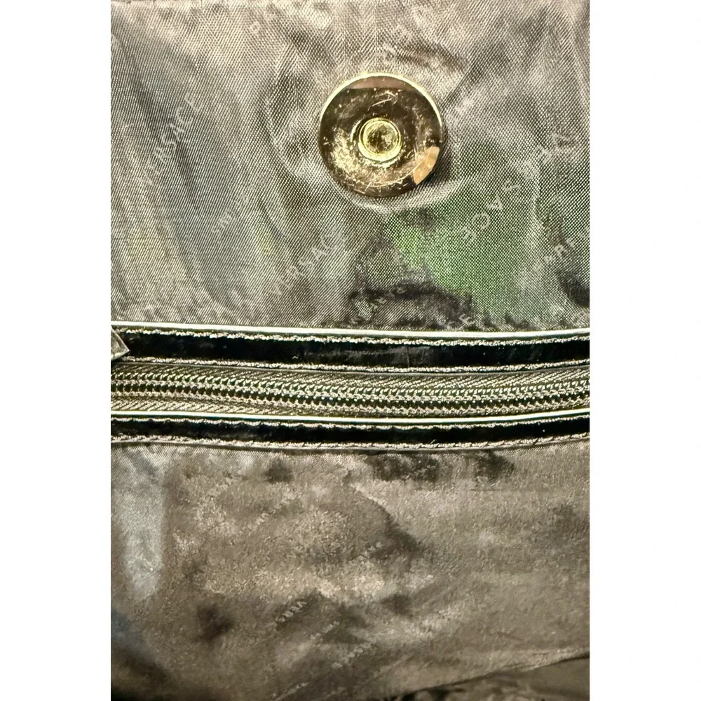 Versace Parfums Tote Bag Large Black Patent Canvas Travel Shopper Designer